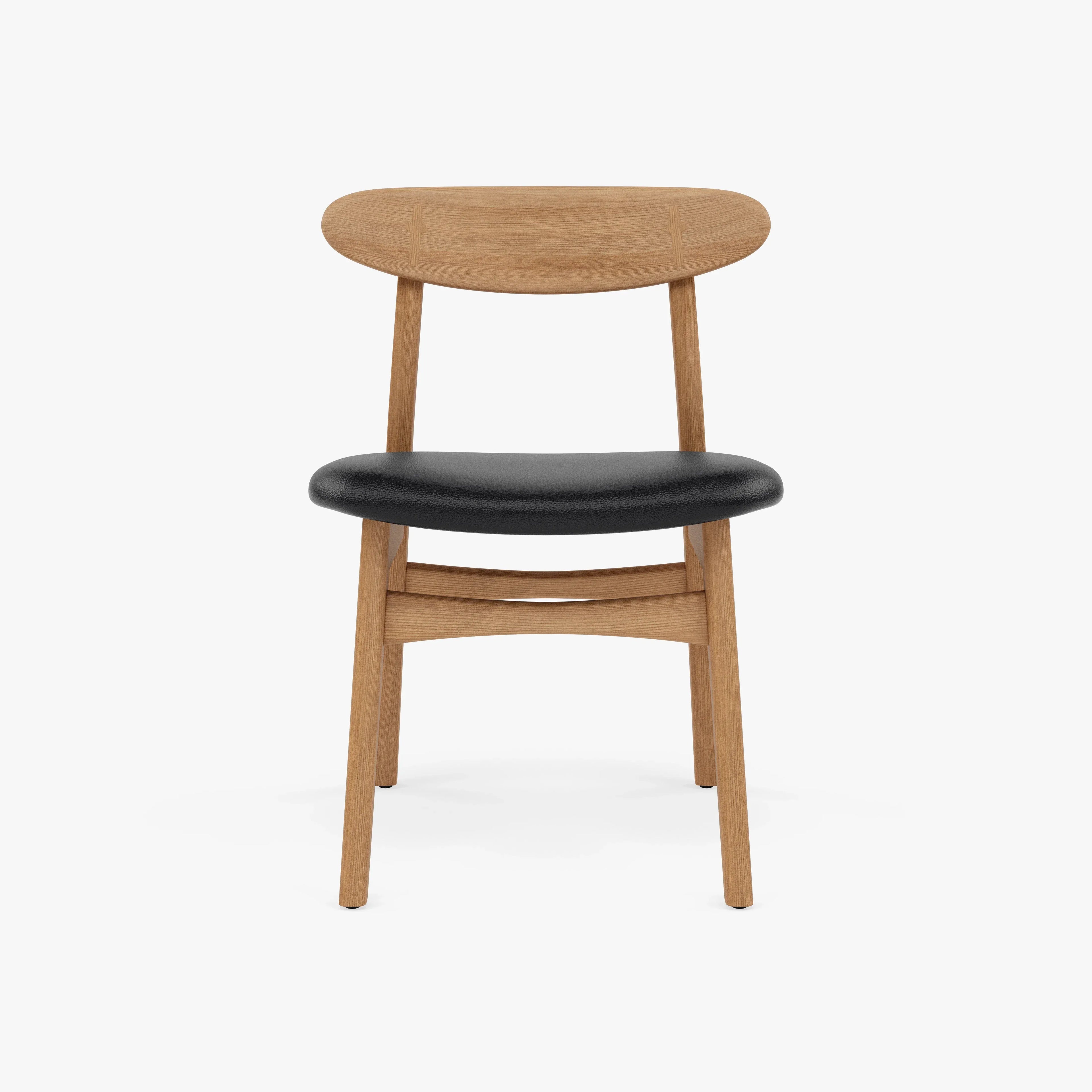 Magnus Dining Chair Black Leather Solid American Oak