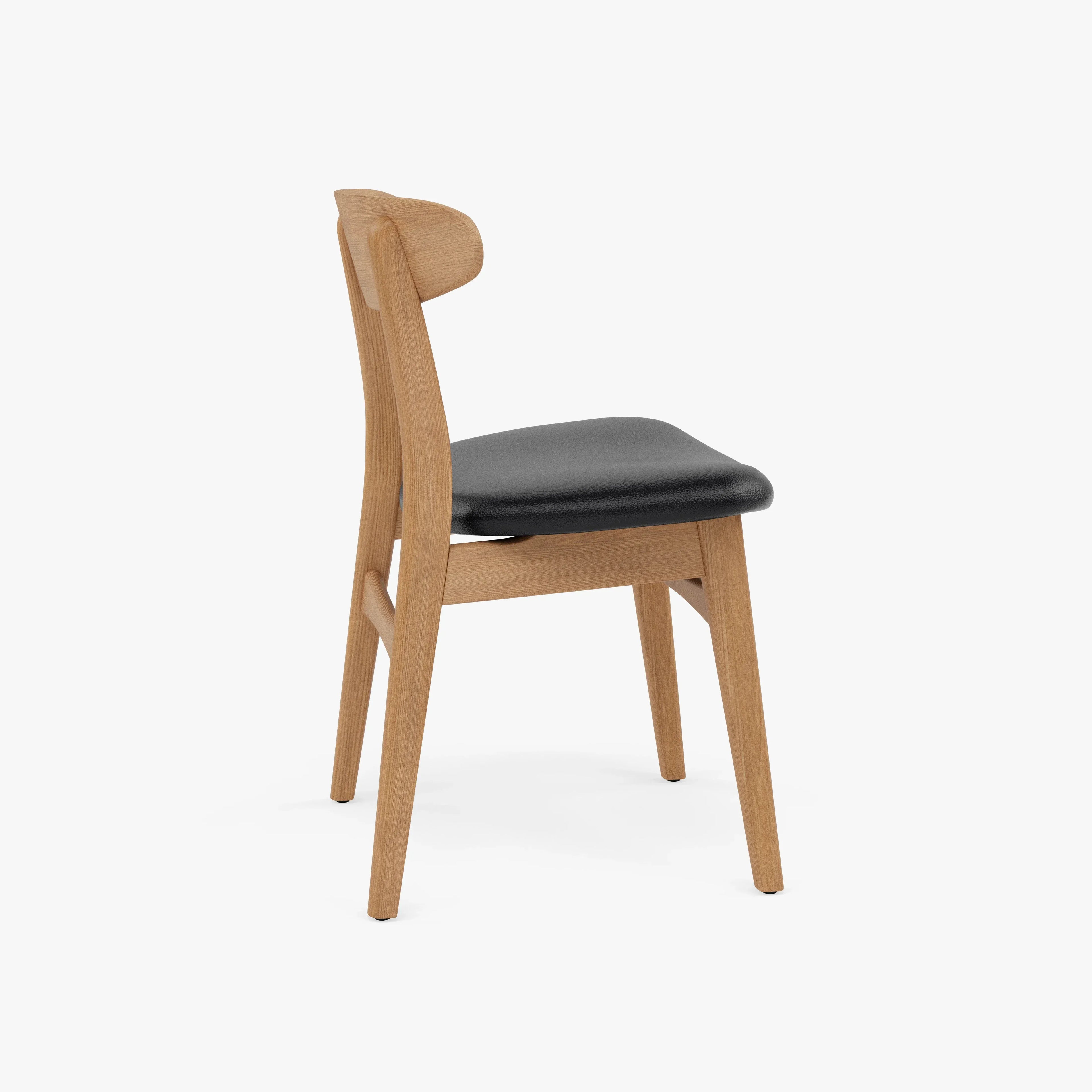 Magnus Dining Chair Black Leather Solid American Oak