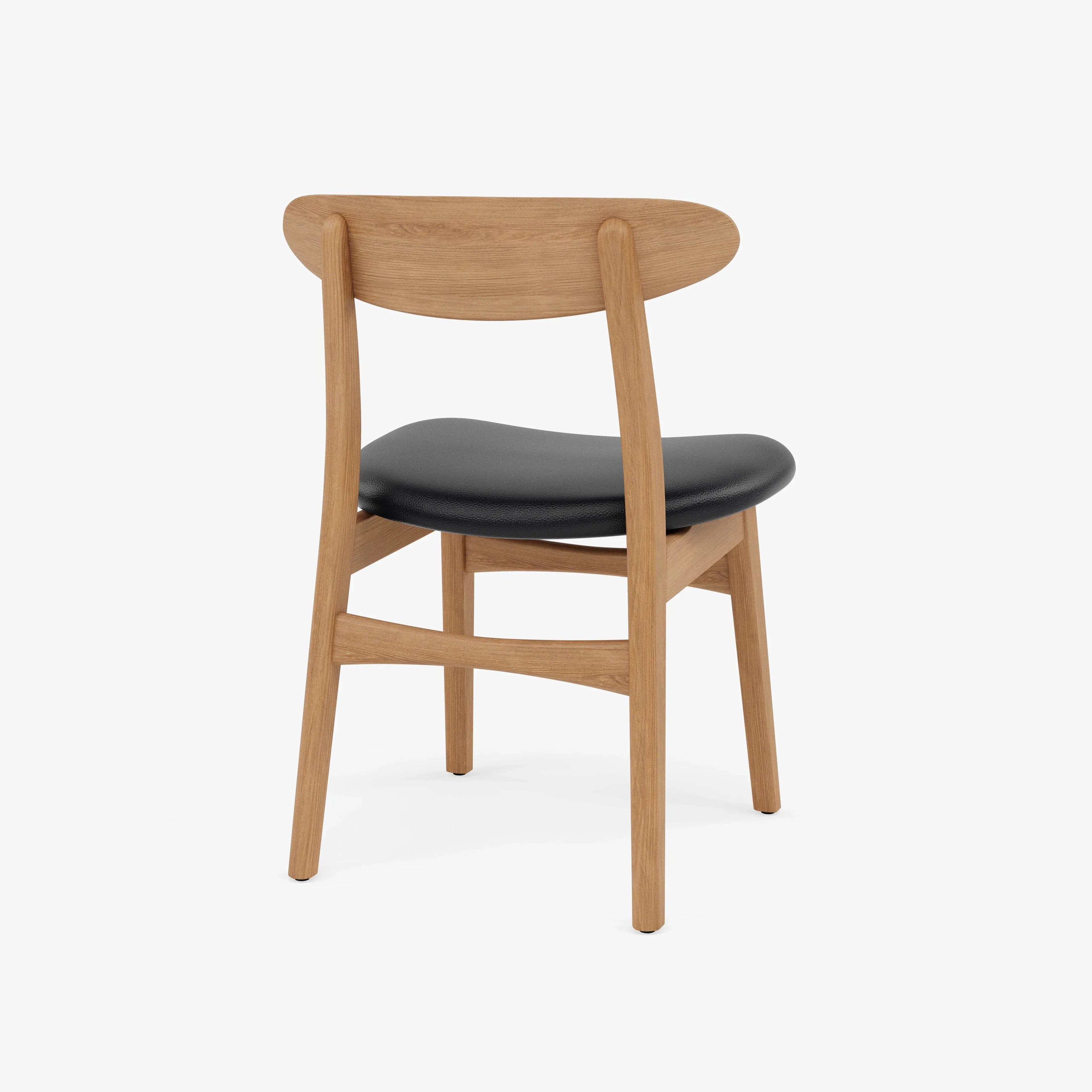 Magnus Dining Chair Black Leather Solid American Oak