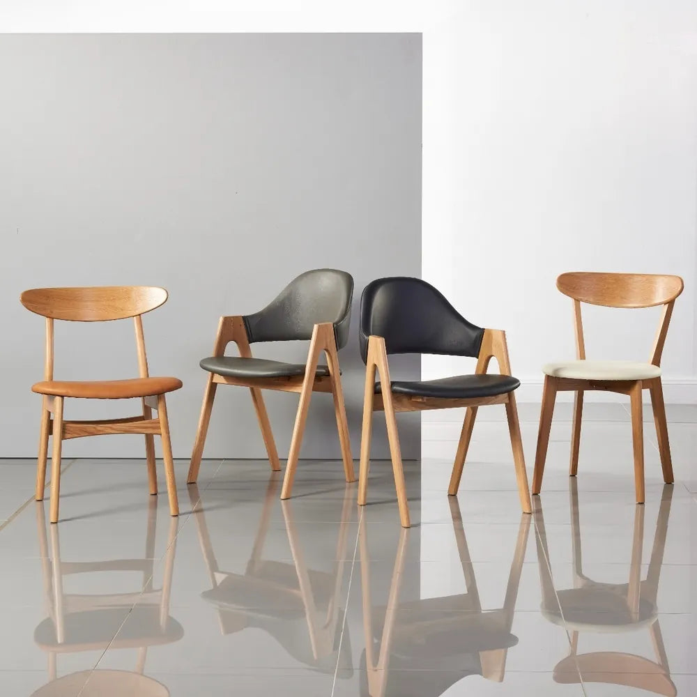 Magnus Dining Chair Cream Leather Solid American Oak