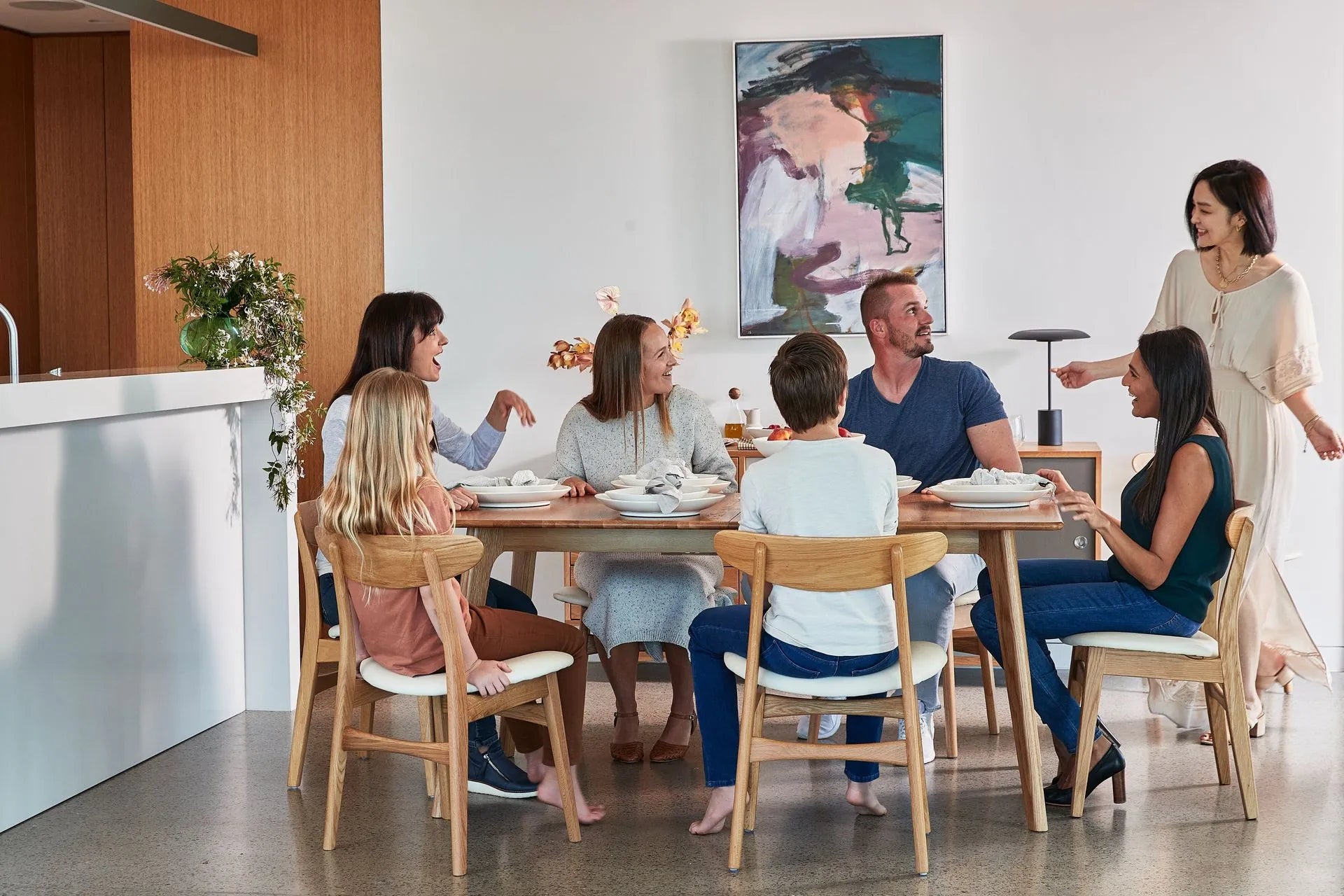 Magnus Dining Chair Cream Leather Solid American Oak