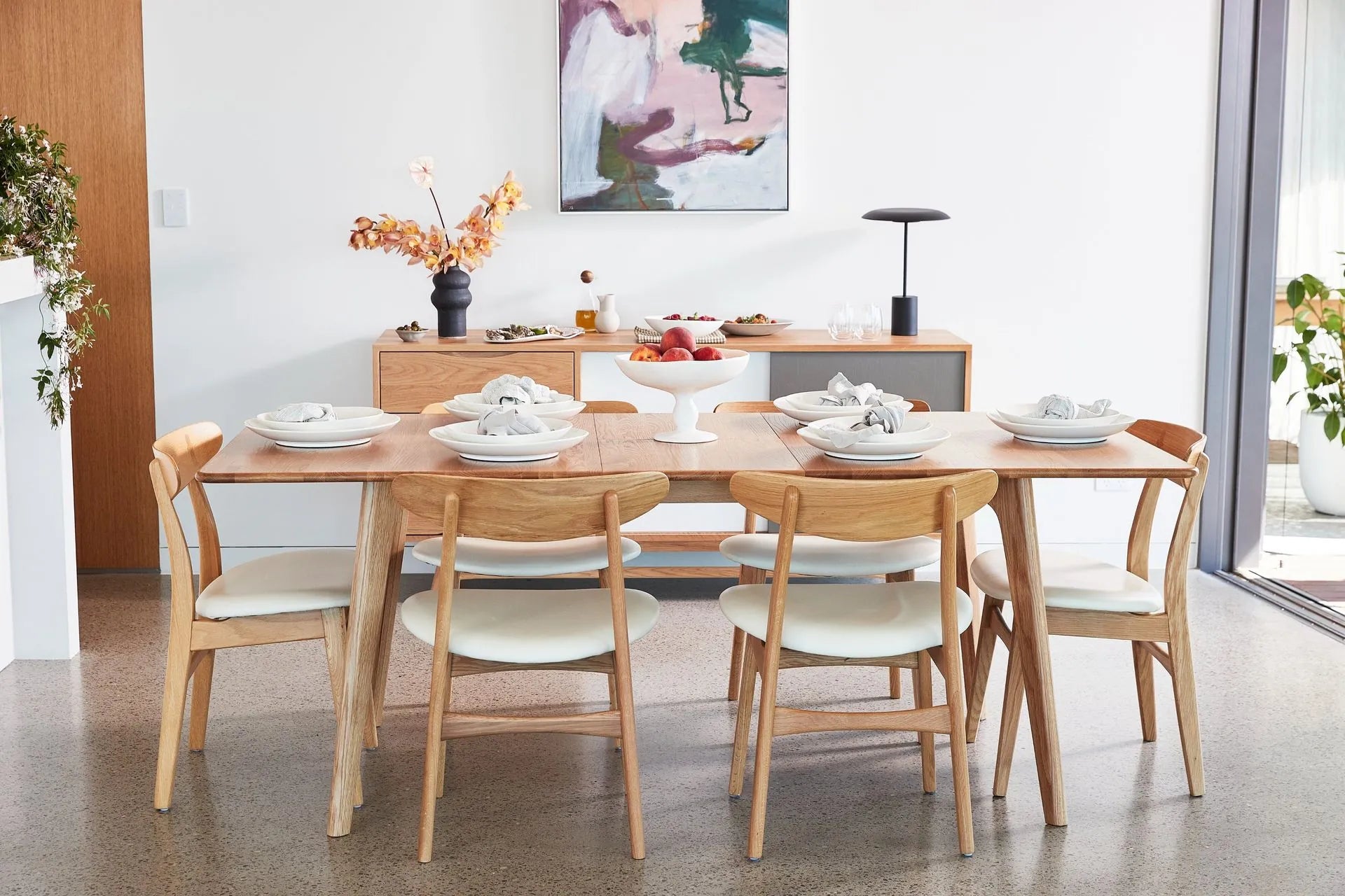 Magnus Dining Chair Cream Leather Solid American Oak