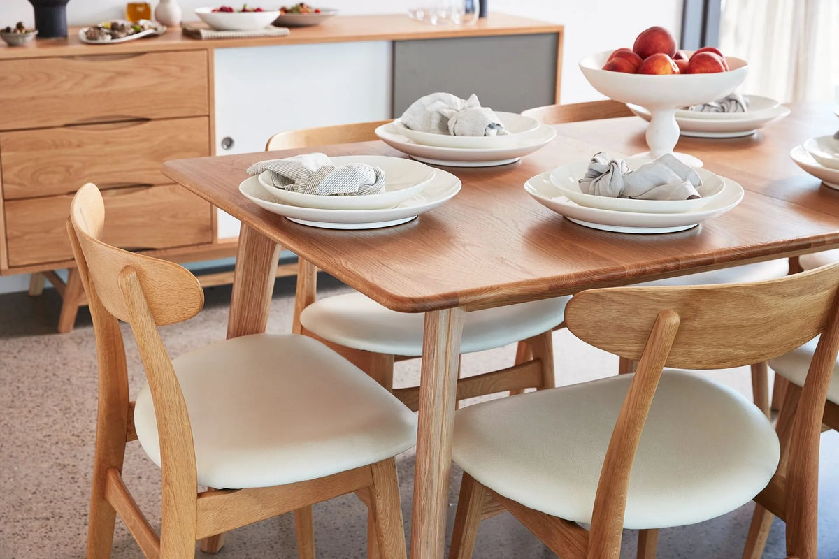 Magnus Dining Chair Cream Leather Solid American Oak