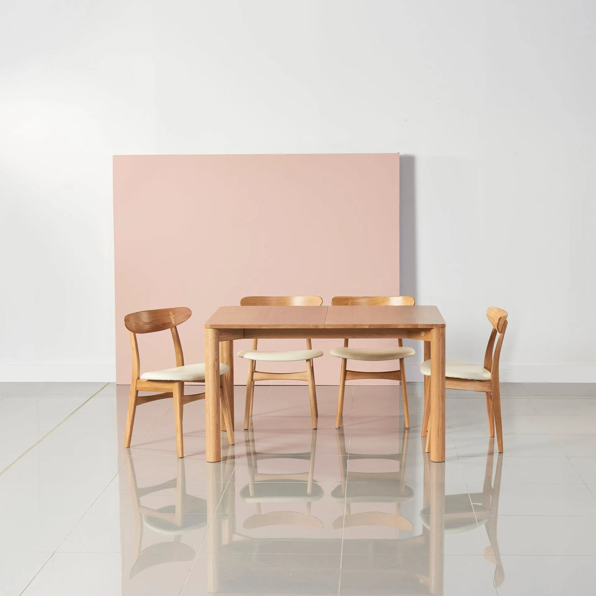 Magnus Dining Chair Cream Leather Solid American Oak