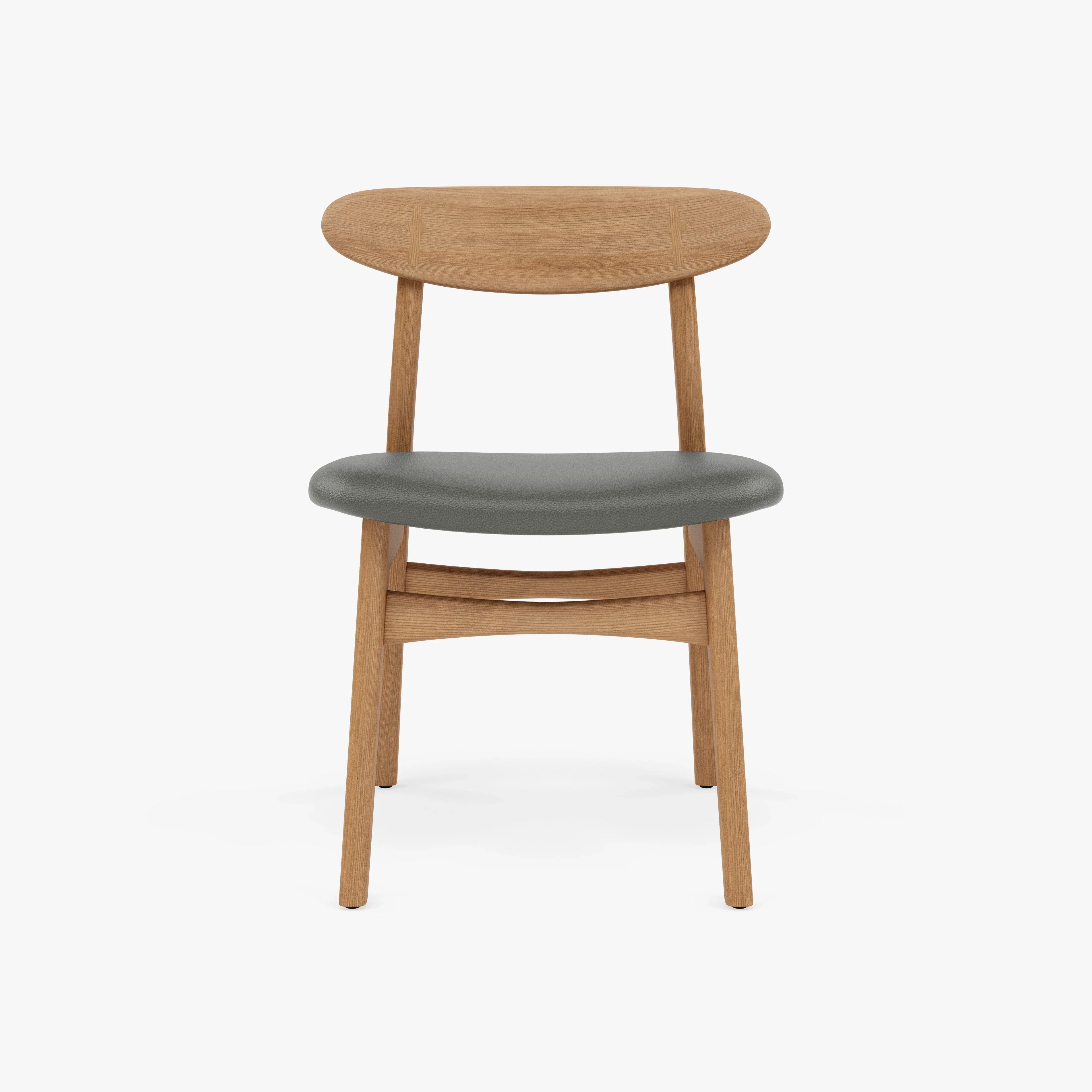 Magnus Dining Chair Gray Leather Solid American Oak
