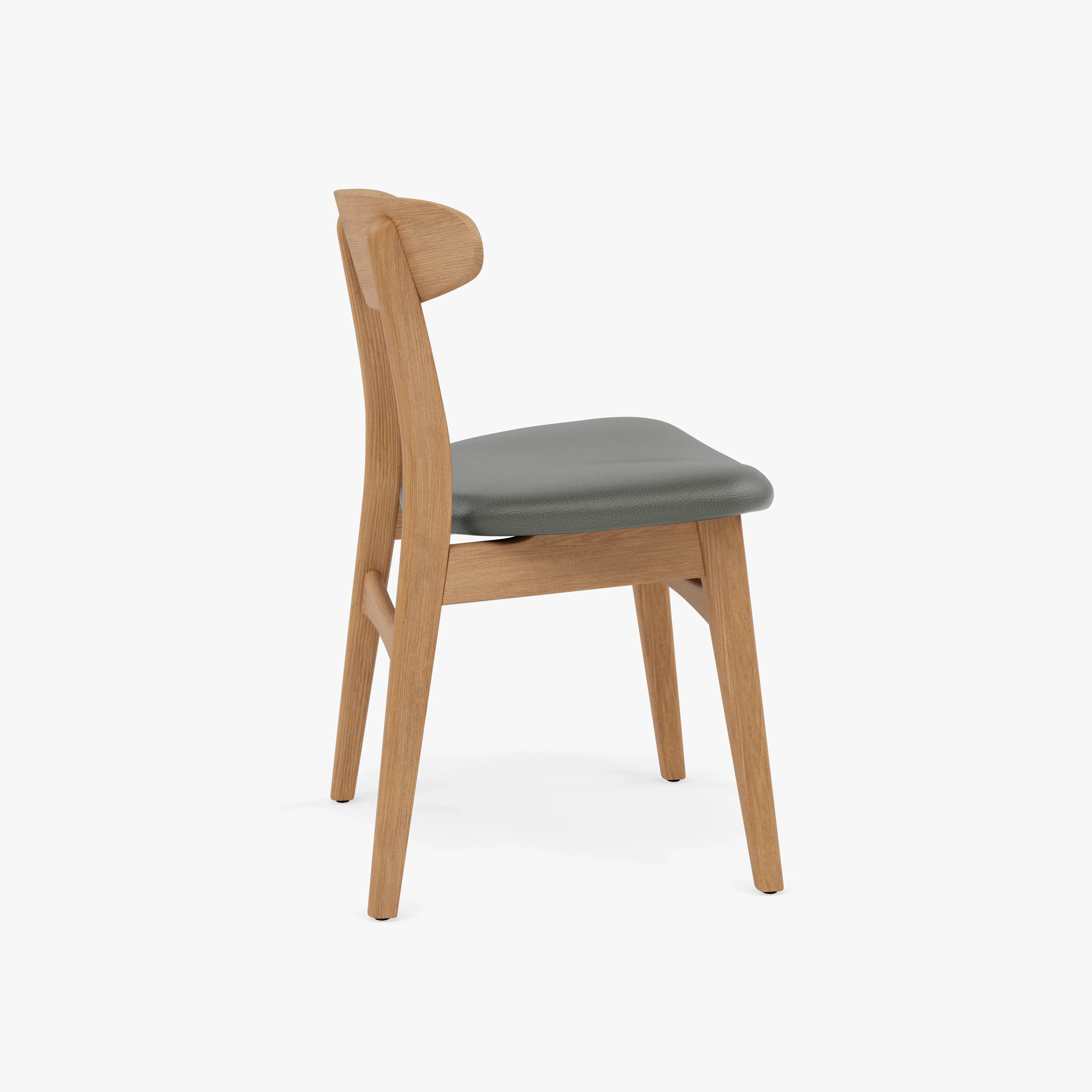 Magnus Dining Chair Gray Leather Solid American Oak