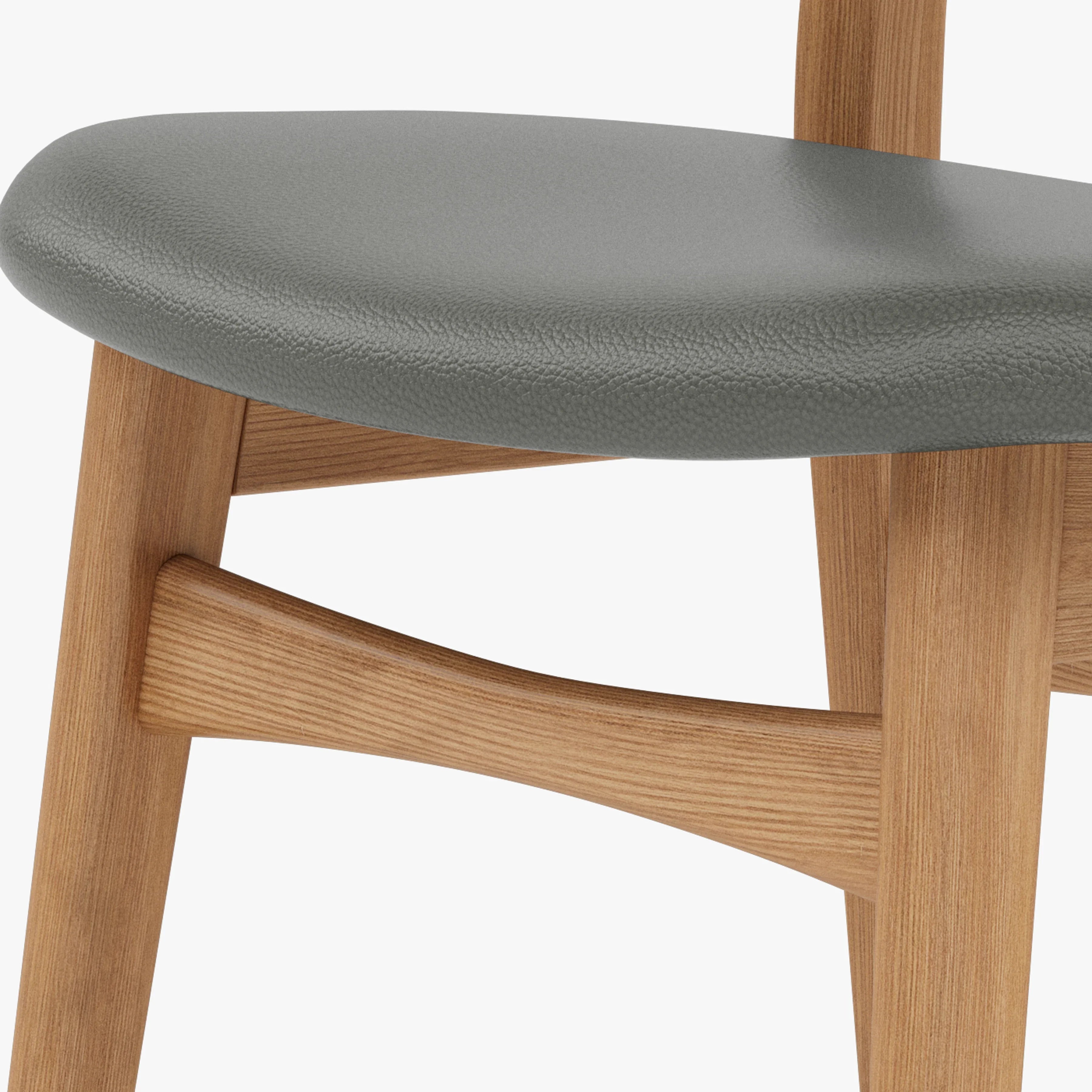 Magnus Dining Chair Gray Leather Solid American Oak