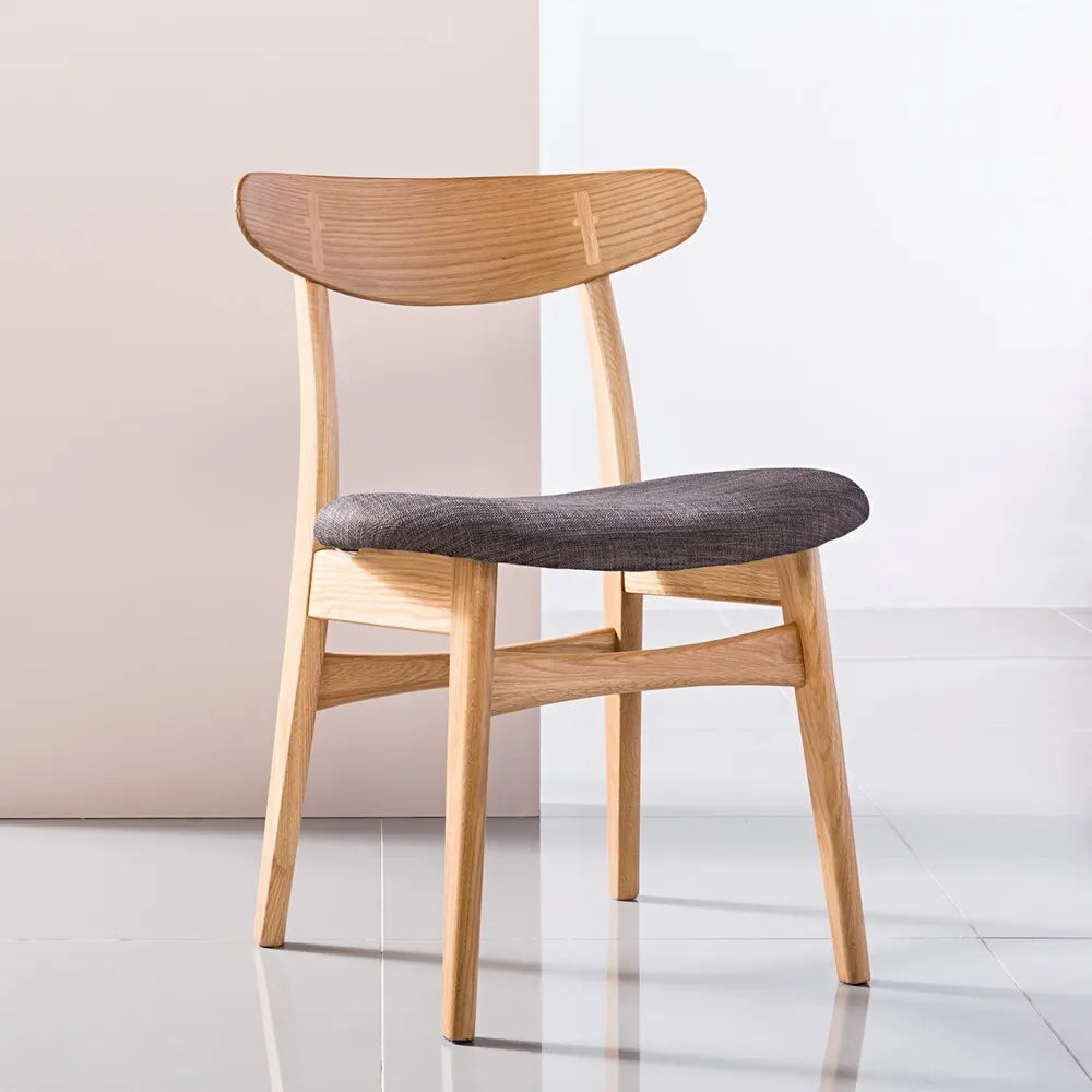 Magnus Dining Chair Light Gray Fabric Solid American Oak