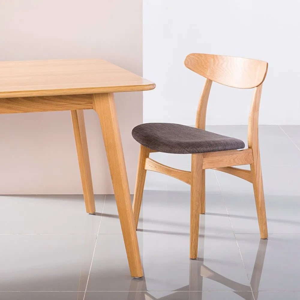 Magnus Dining Chair Light Gray Fabric Solid American Oak