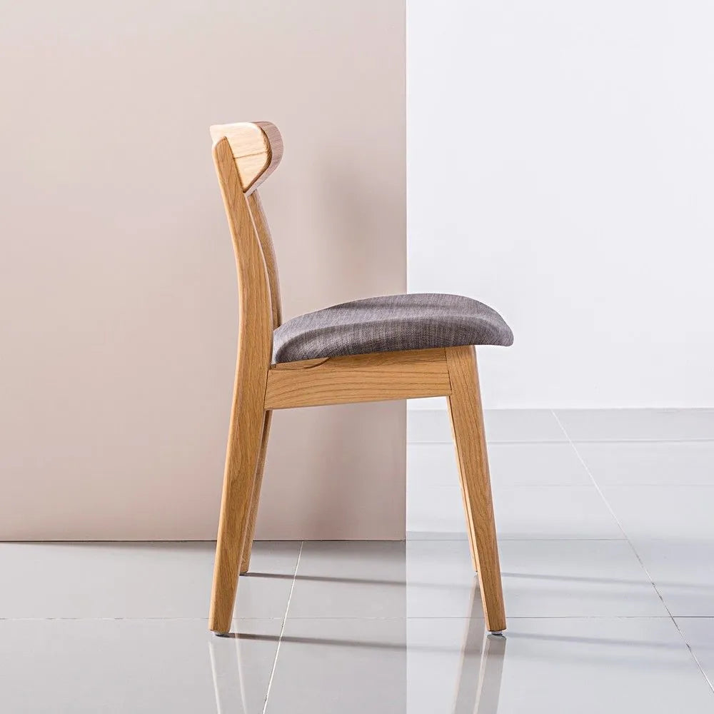 Magnus Dining Chair Light Gray Fabric Solid American Oak