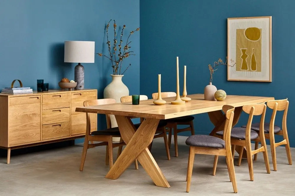 Magnus Dining Chair Light Gray Fabric Solid American Oak