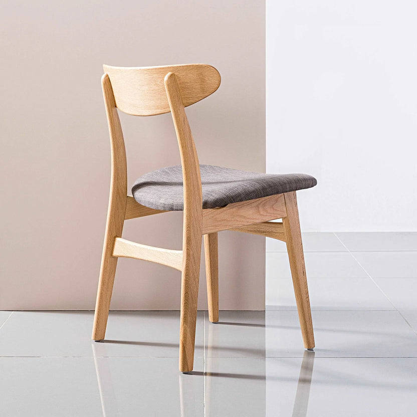 Magnus Dining Chair Light Gray Fabric Solid American Oak