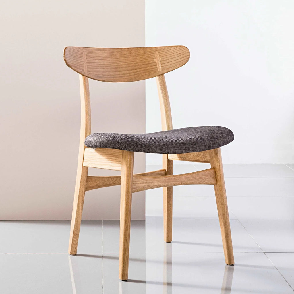 Magnus Dining Chair Light Gray Fabric Solid American Oak
