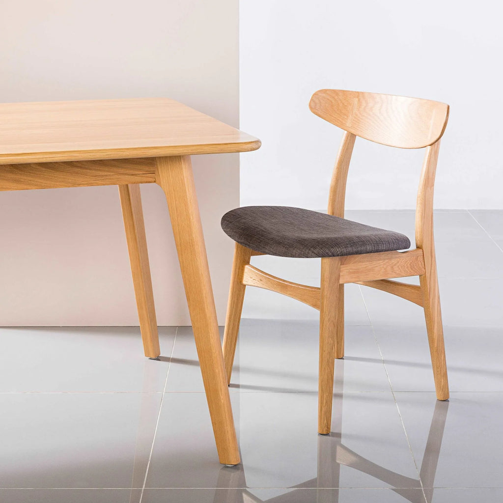 Magnus Dining Chair Light Gray Fabric Solid American Oak