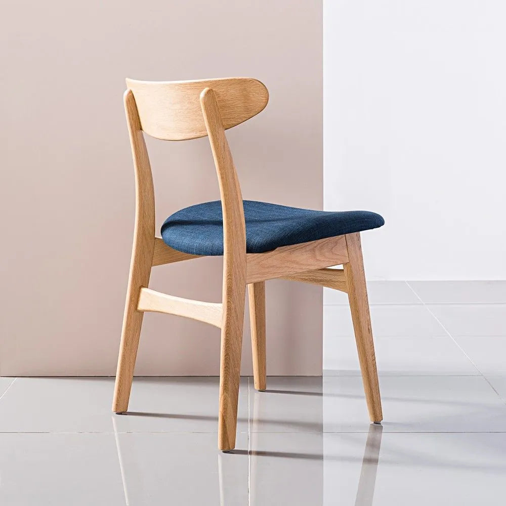 Magnus Dining Chair Midnight Blue Fabric Solid American Oak