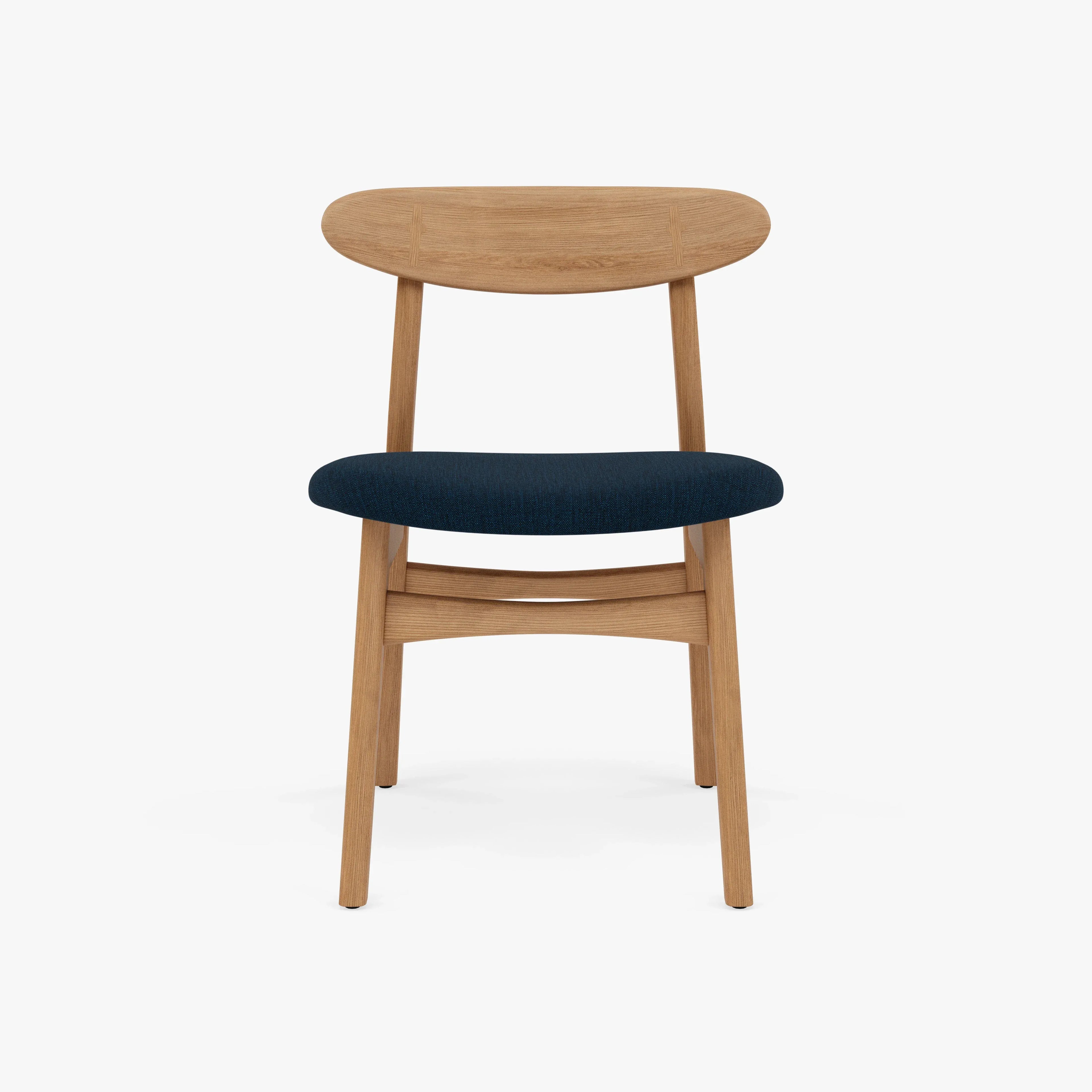 Magnus Dining Chair Midnight Blue Fabric Solid American Oak