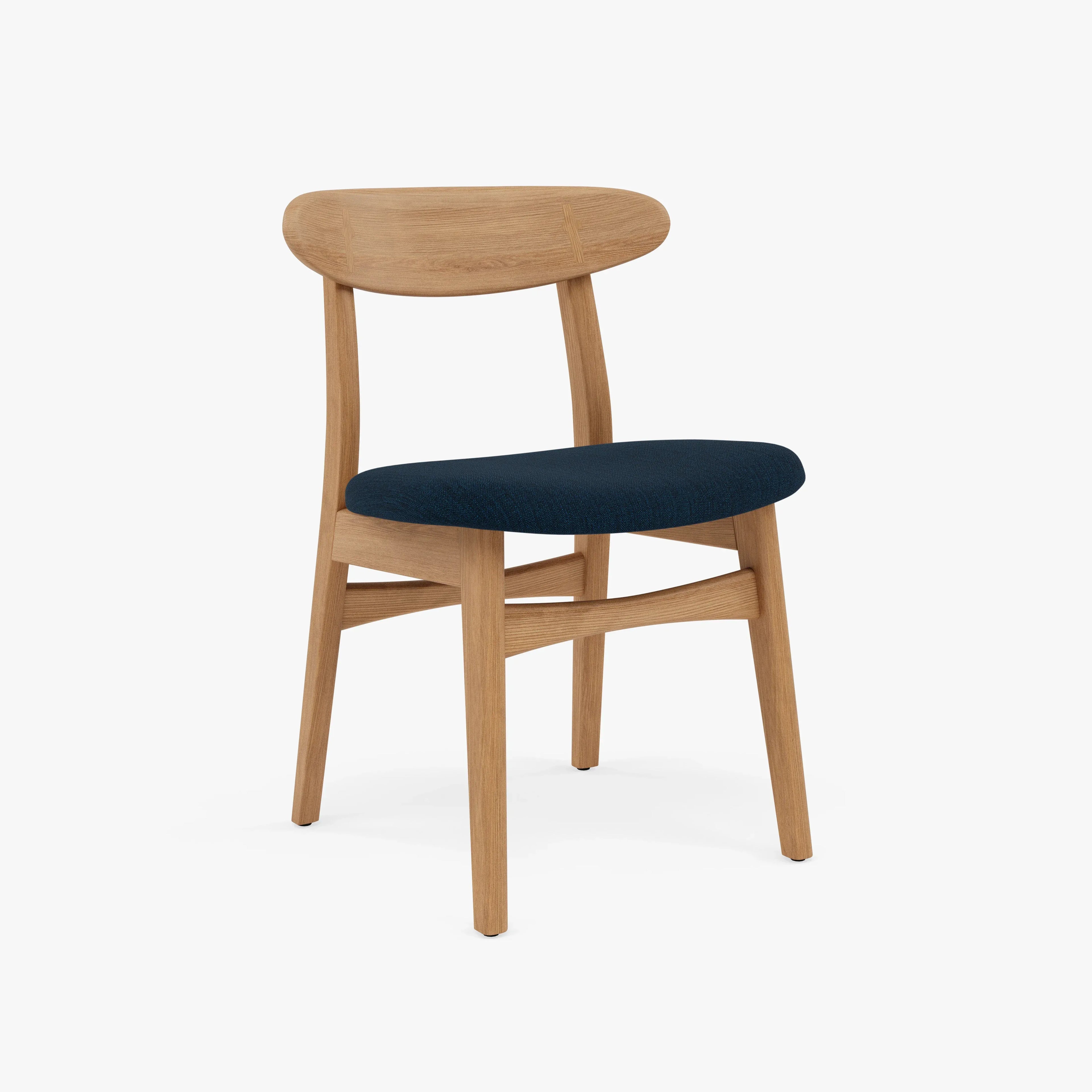 Magnus Dining Chair Midnight Blue Fabric Solid American Oak
