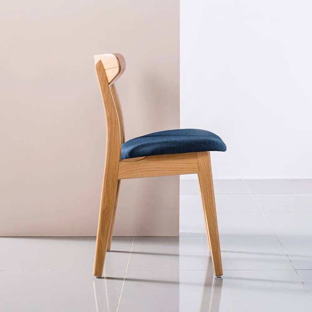 Magnus Dining Chair Midnight Blue Fabric Solid American Oak