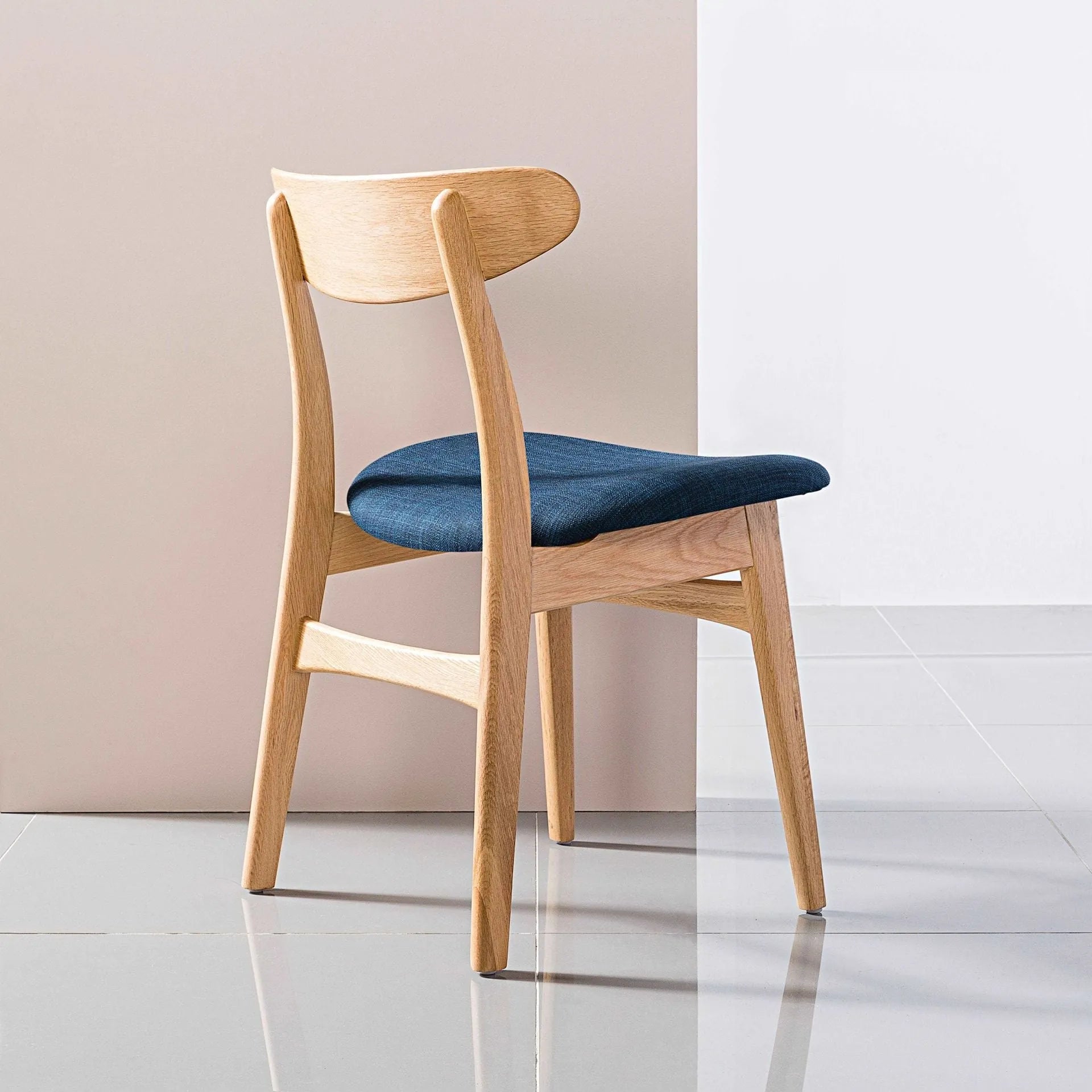 Magnus Dining Chair Midnight Blue Fabric Solid American Oak