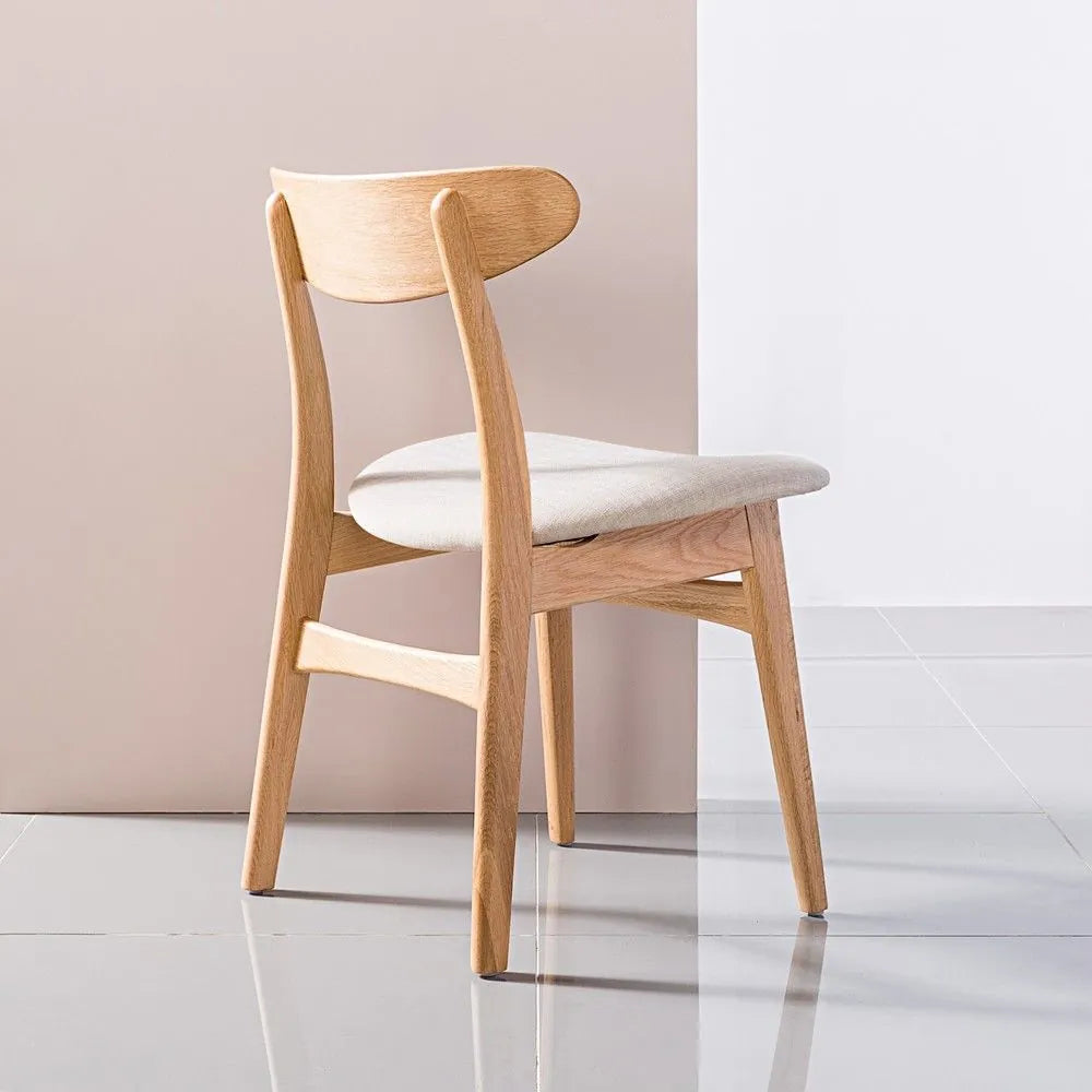 Magnus Dining Chair Off White Fabric Solid American Oak