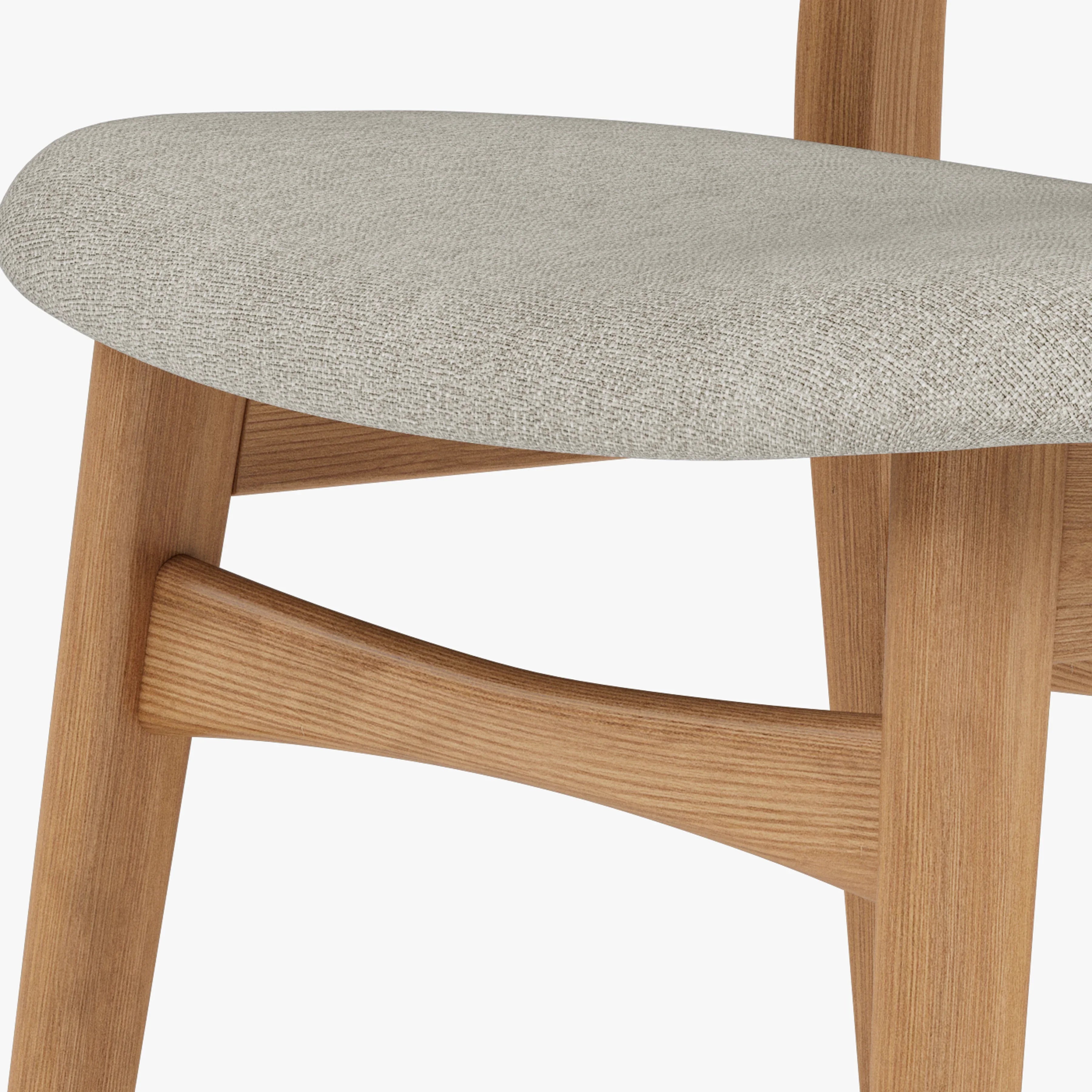 Magnus Dining Chair Off White Fabric Solid American Oak