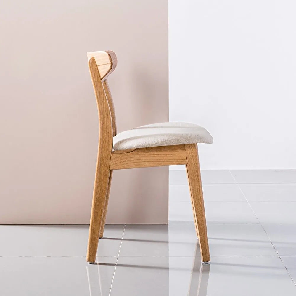 Magnus Dining Chair Off White Fabric Solid American Oak