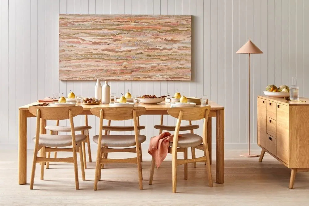Magnus Dining Chair Off White Fabric Solid American Oak