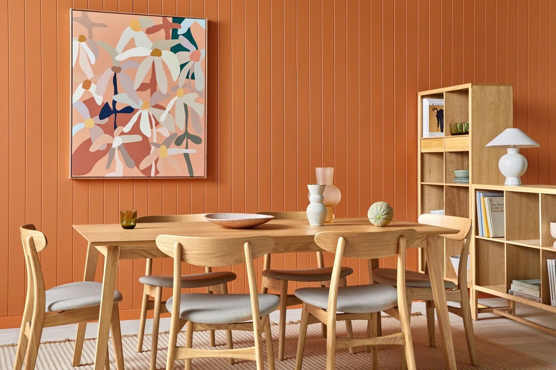 Magnus Dining Chair Off White Fabric Solid American Oak