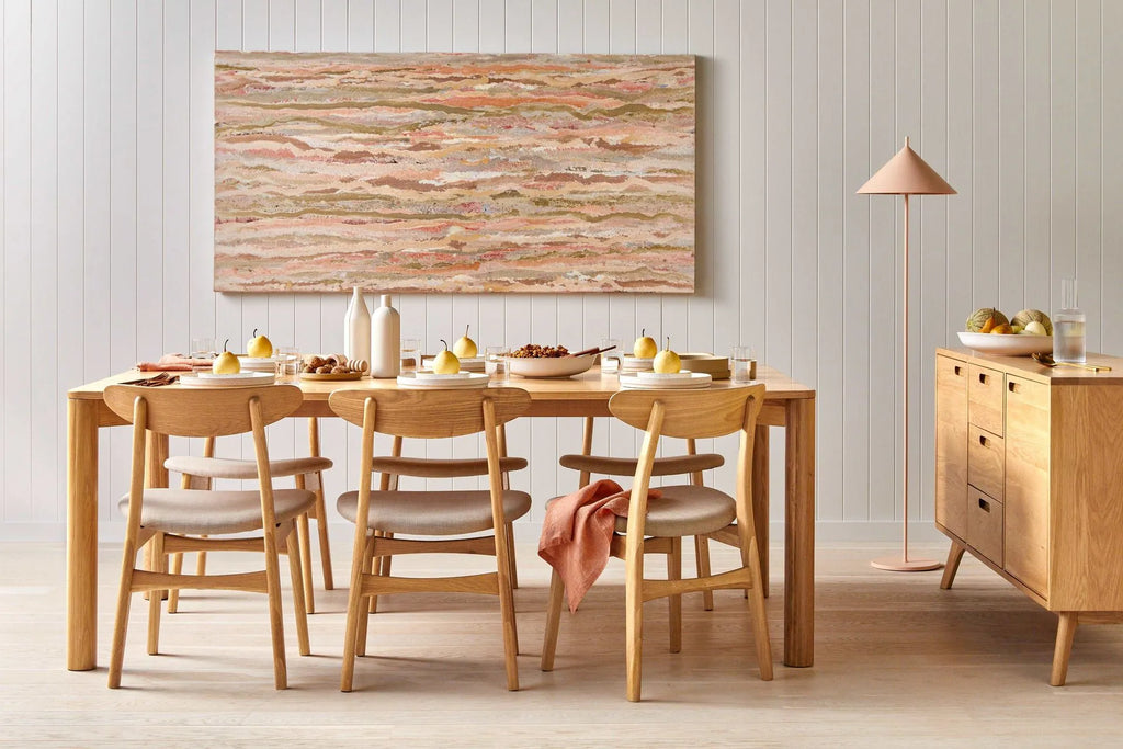 Magnus Dining Chair Off White Fabric Solid American Oak