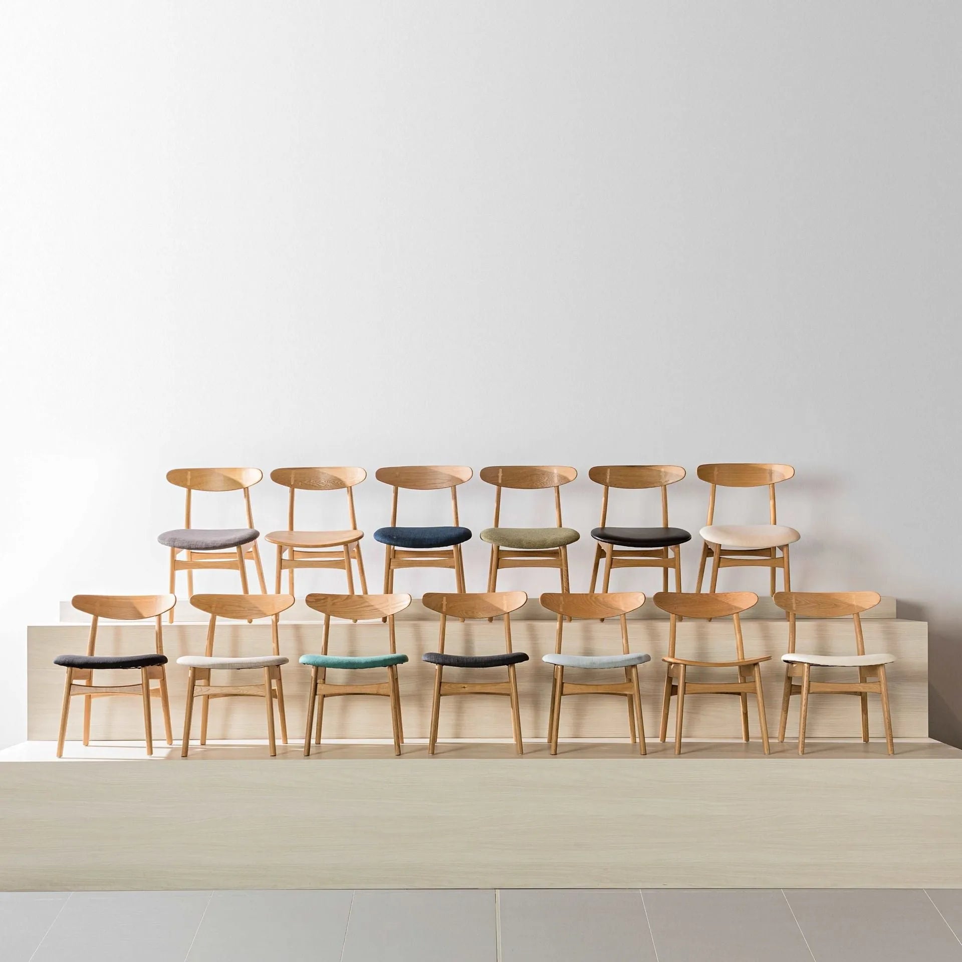 Magnus Dining Chair Off White Fabric Solid American Oak