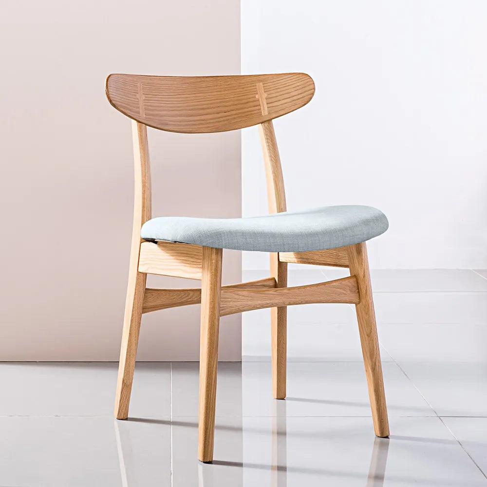 Magnus Dining Chair Pale Blue Fabric Solid American Oak