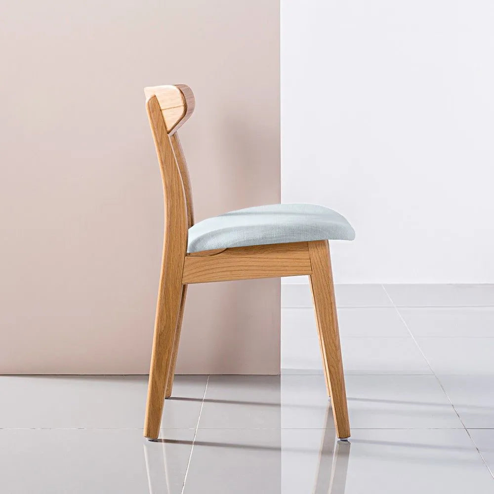 Magnus Dining Chair Pale Blue Fabric Solid American Oak