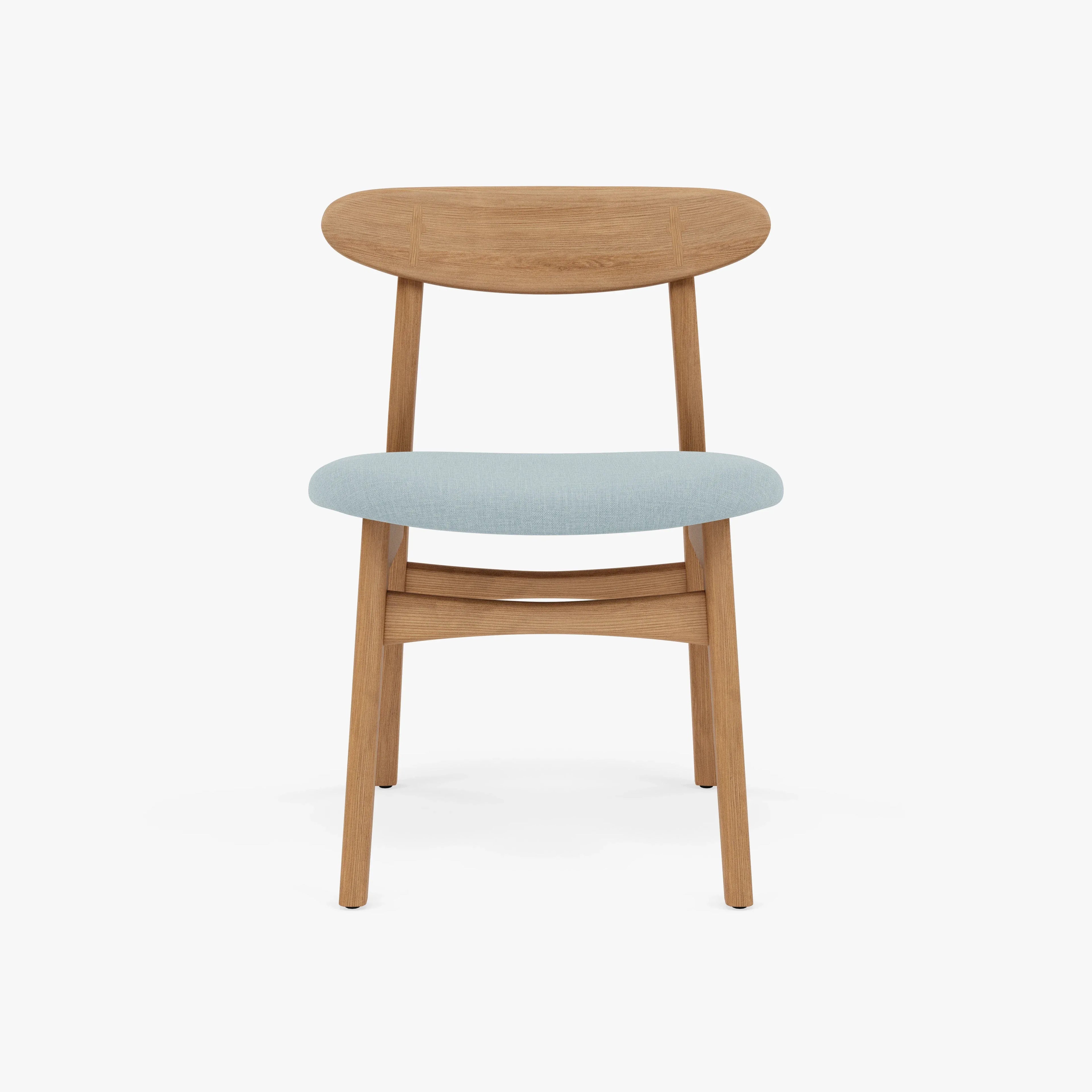 Magnus Dining Chair Pale Blue Fabric Solid American Oak