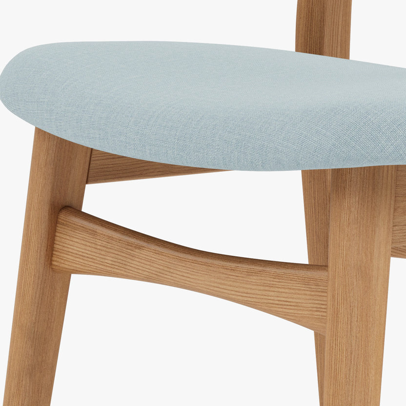 Magnus Dining Chair Pale Blue Fabric Solid American Oak