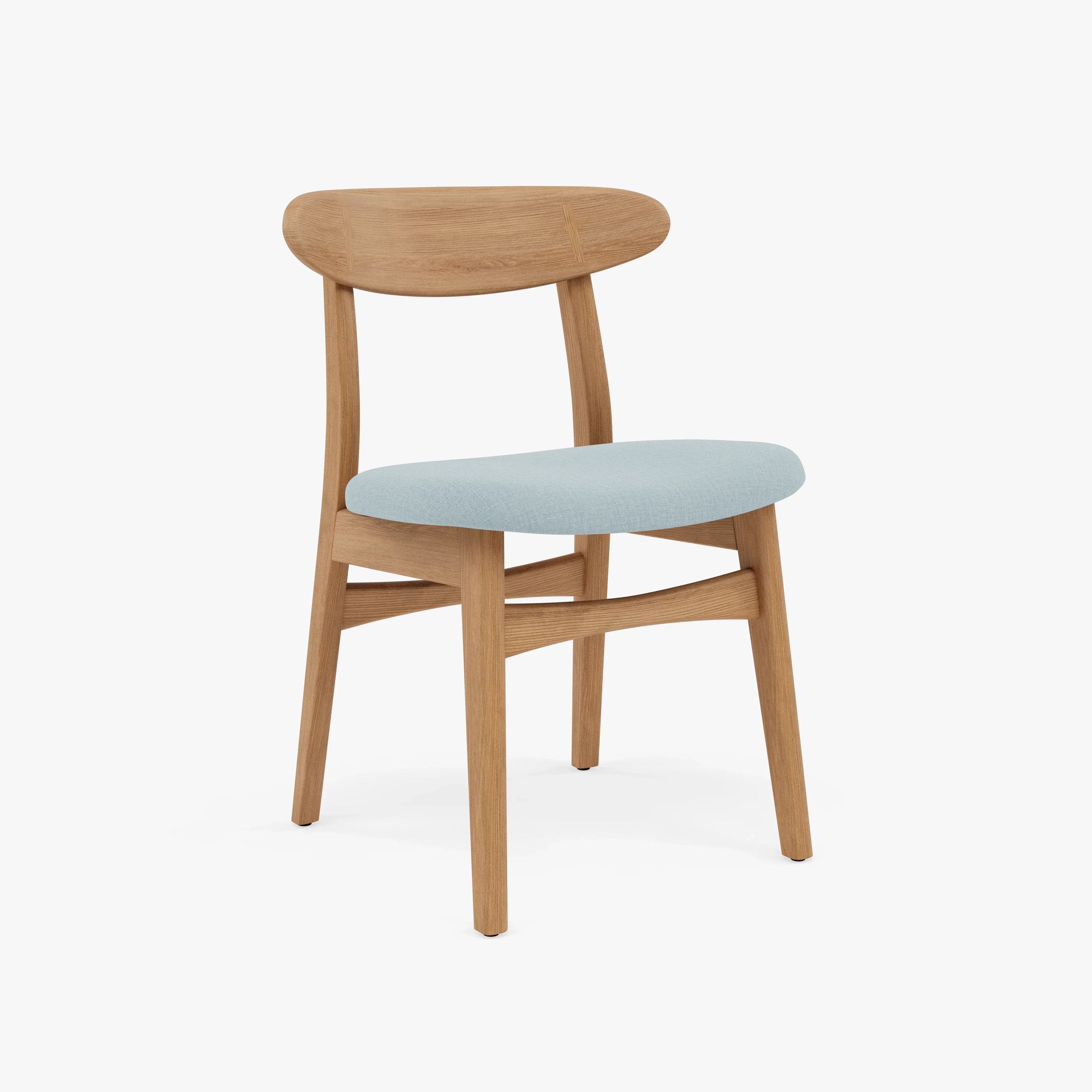 Magnus Dining Chair Pale Blue Fabric Solid American Oak
