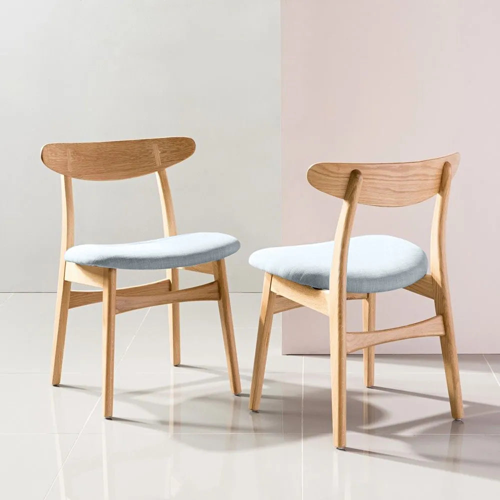 Magnus Dining Chair Pale Blue Fabric Solid American Oak