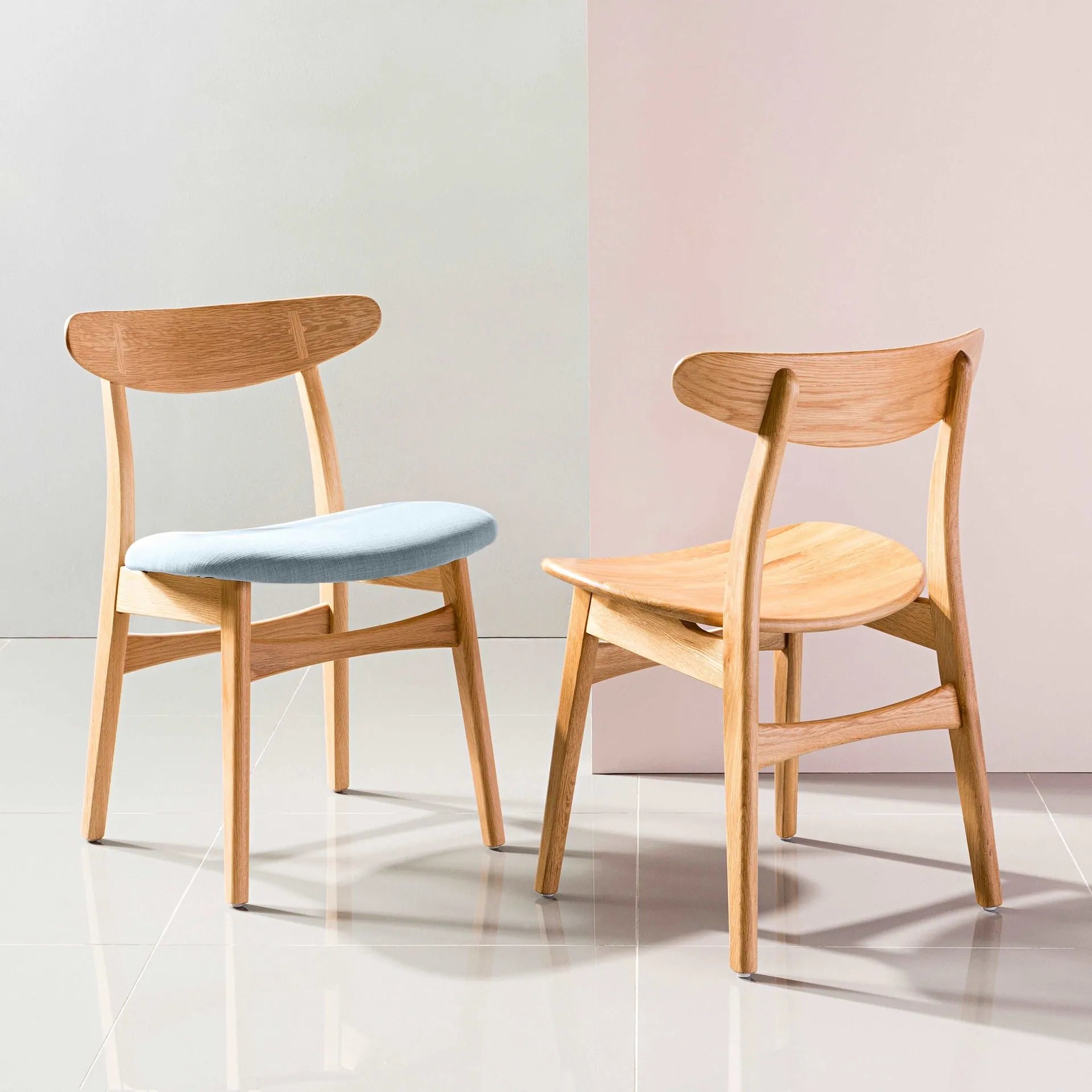 Magnus Dining Chair Pale Blue Fabric Solid American Oak