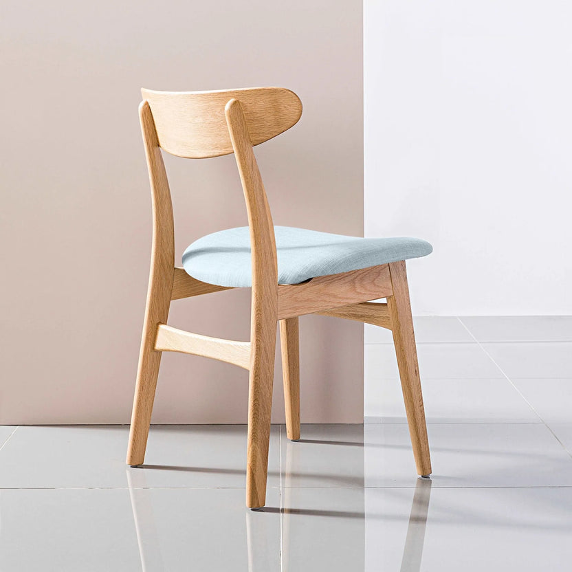 Magnus Dining Chair Pale Blue Fabric Solid American Oak