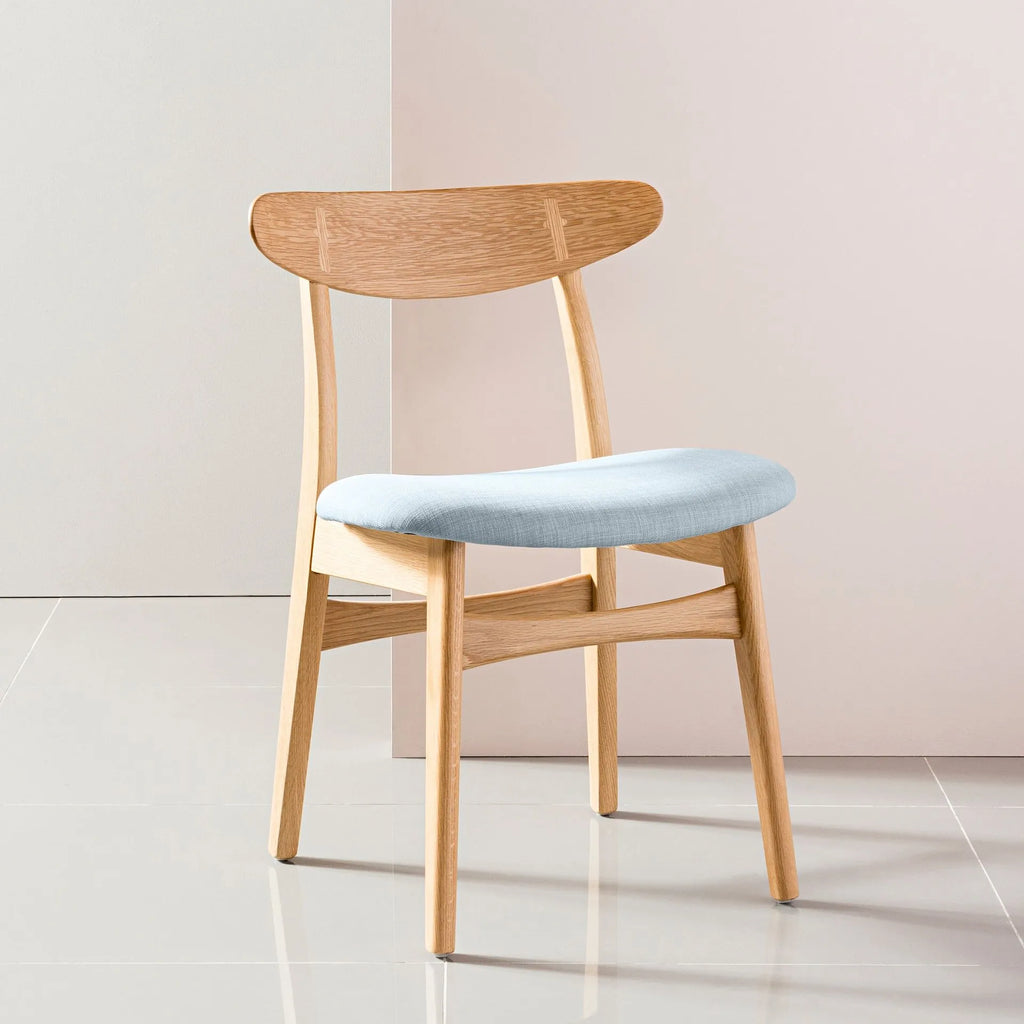 Magnus Dining Chair Pale Blue Fabric Solid American Oak