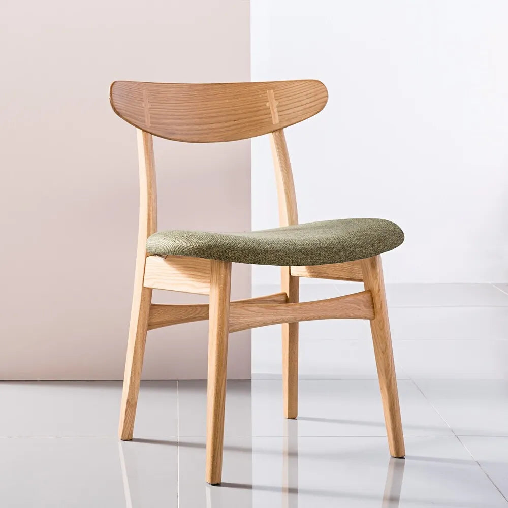 Magnus Dining Chair Sage Green Fabric Solid American Oak