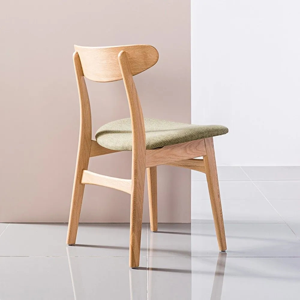 Magnus Dining Chair Sage Green Fabric Solid American Oak