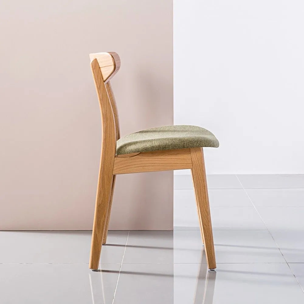 Magnus Dining Chair Sage Green Fabric Solid American Oak