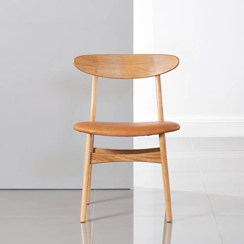Magnus Dining Chair Tan Leather Solid American Oak