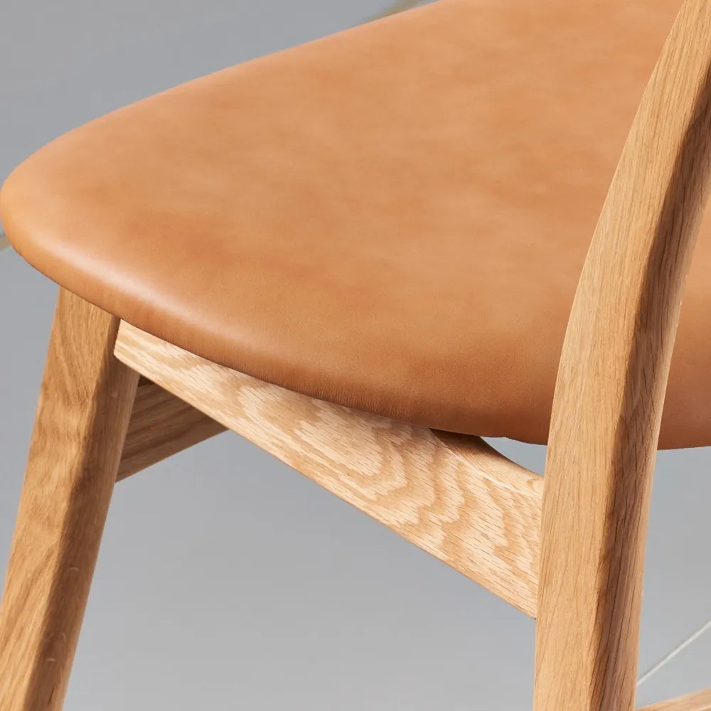 Magnus Dining Chair Tan Leather Solid American Oak