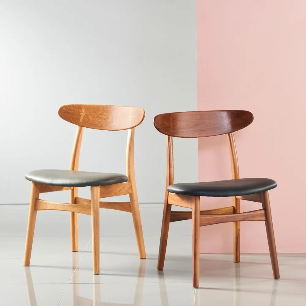 Magnus Dining Chair Black Leather Solid American Walnut