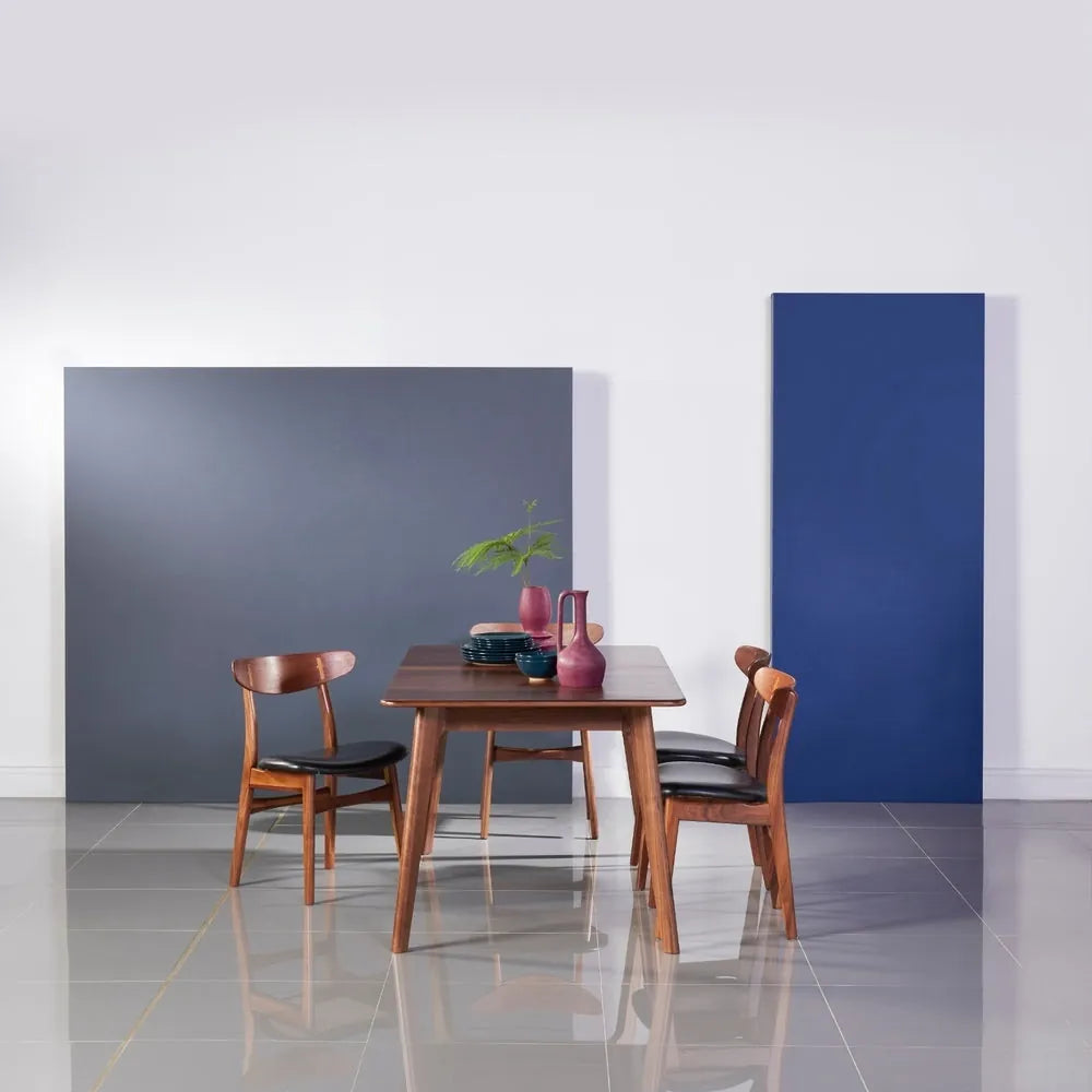 Magnus Dining Chair Black Leather Solid American Walnut