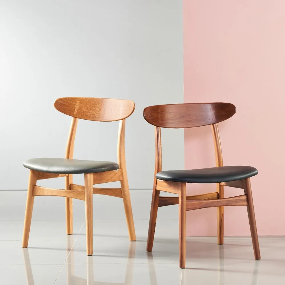 Magnus Dining Chair Black Leather Solid American Walnut