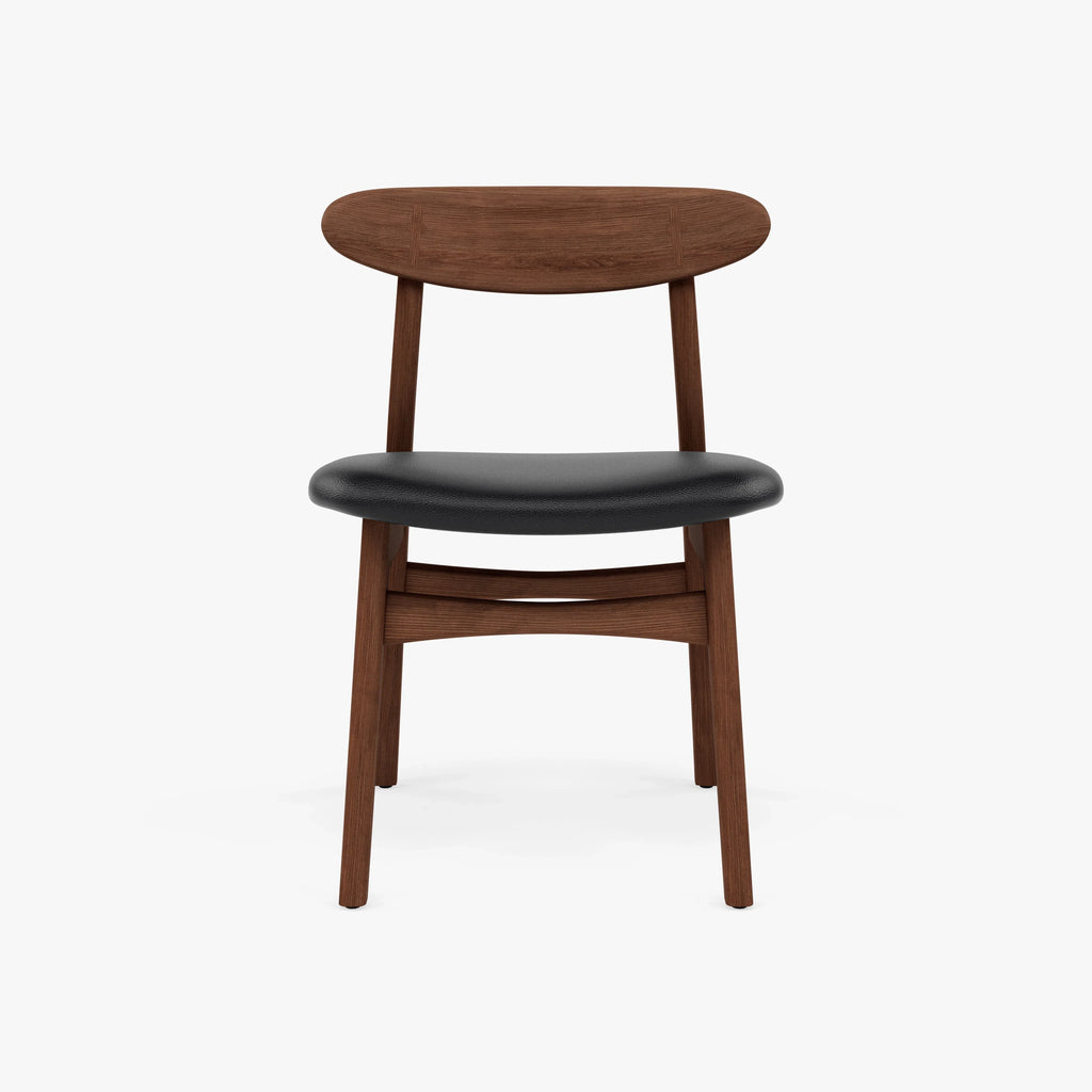 Magnus Dining Chair Black Leather Solid American Walnut