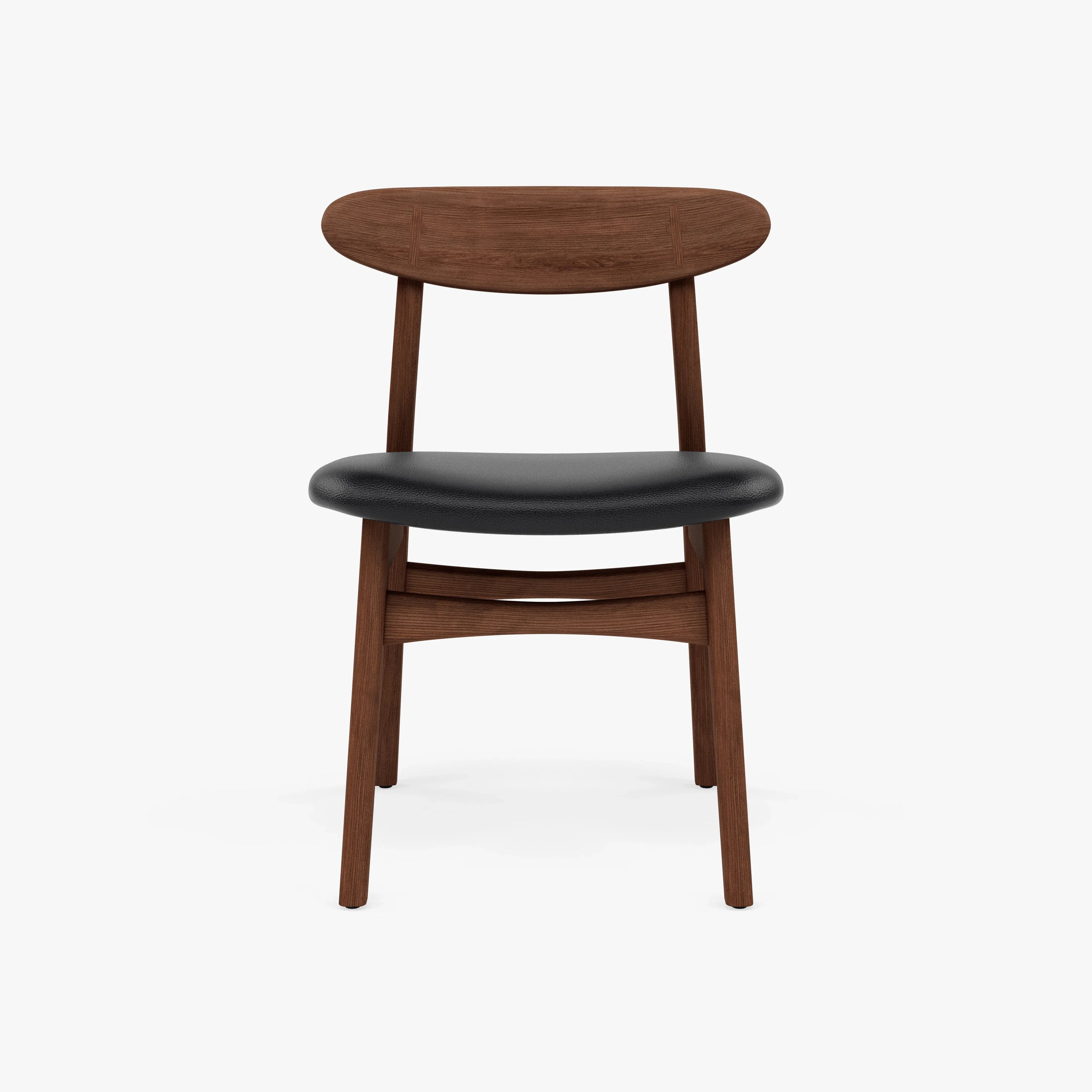 Magnus Dining Chair Black Leather Solid American Walnut