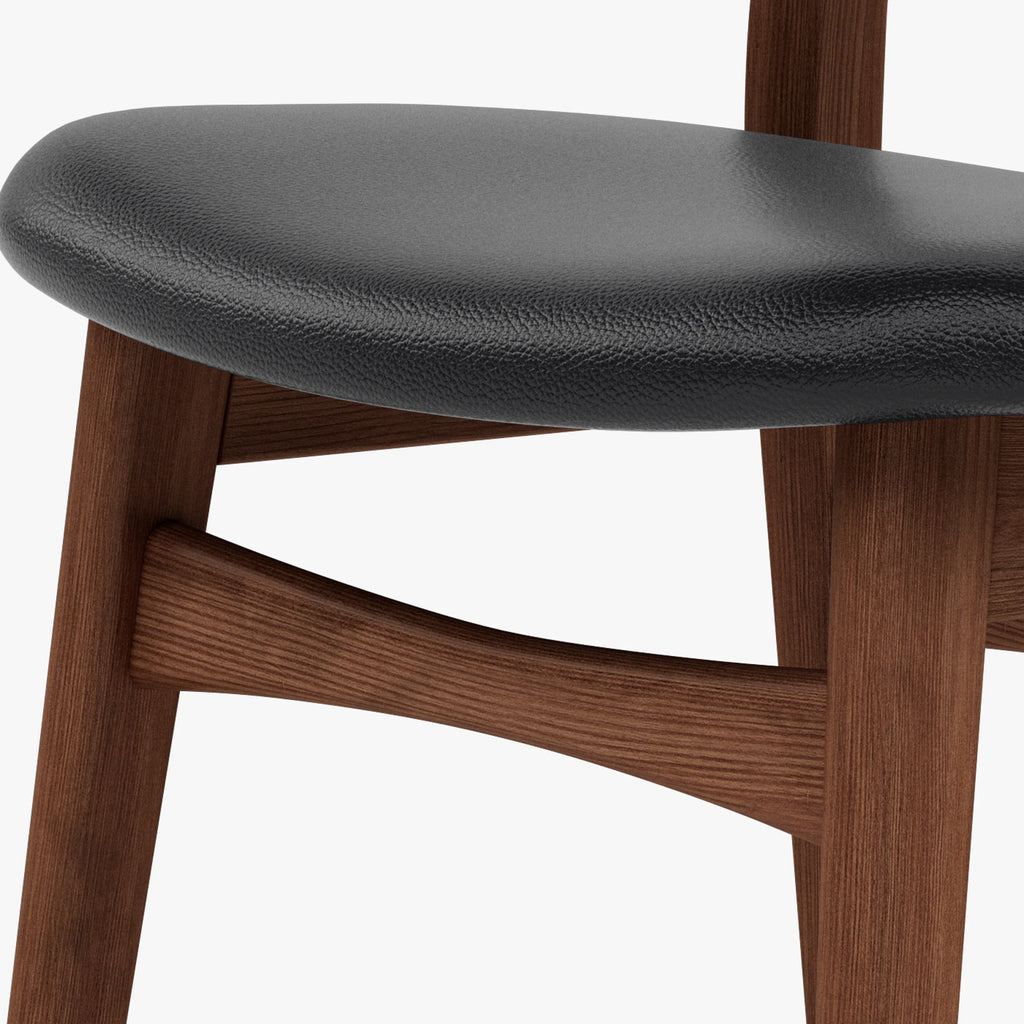 Magnus Dining Chair Black Leather Solid American Walnut